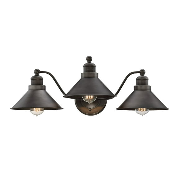 Kira Home Welton 26" Modern Industrial 3-Light Vanity / Bathroom Light, Brushed Dark Industrial Bronze Finish