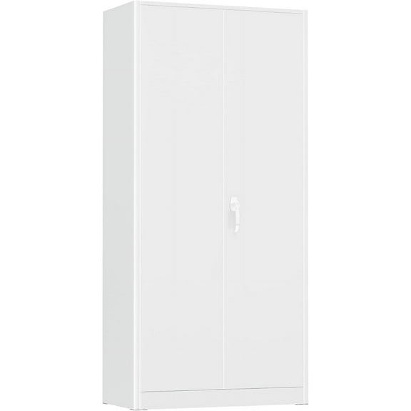 Oakmont Metal Storage Cabinet for Tool Organization, 72" Lockable Garage Storage Cabinets with 2 Doors and 4 Adjustable Shelves, Locking File Cabinet for Office, Home, School (72“ Standard-White)