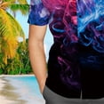 thumbnail image 4 of Blusa estampada de manga corta con solapa y botones, estilo casual para mujer, estilo elegante de verano, 4 of 5