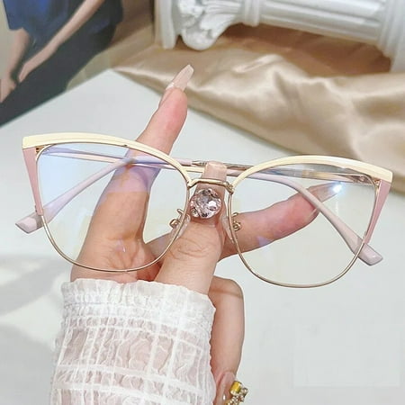New Women's Fashion Multi-color Splicing Metal Frames European And American Color-changing Anti-blue Glasses