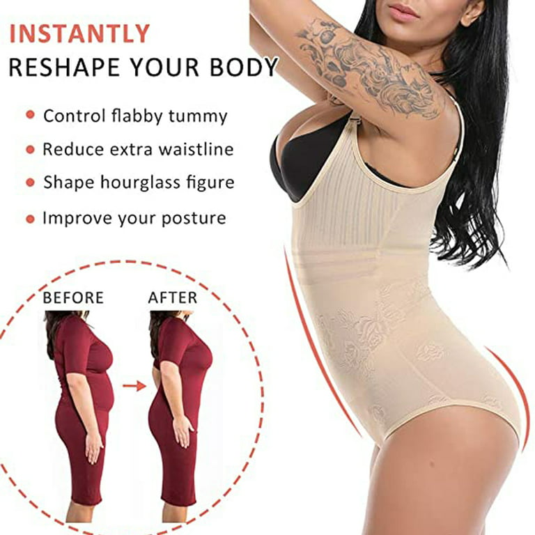 FITVALEN Shapewear for Women Tummy Control Fajas Colombianas Body Shaper  Zipper Open Bust Slim Bodysuit 