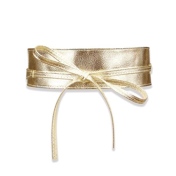 Obi Belts for Women Wrap Wide Tie Belts Gold for Dress