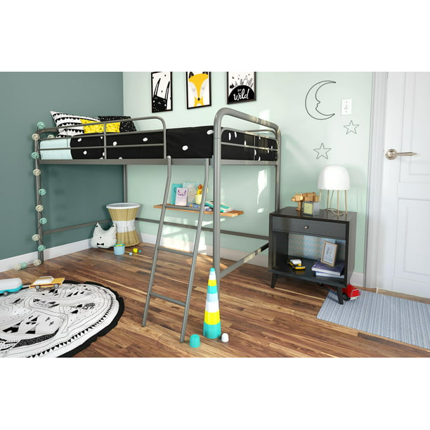 Dhp Junior Metal Loft Bed Silver, Bunk Bed With Tv Stand