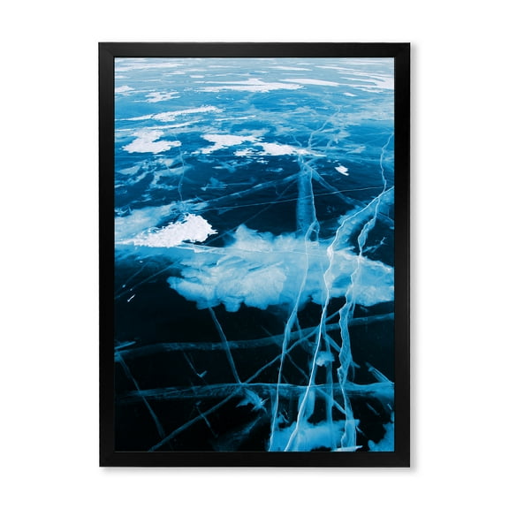 Designart 'White and Blue Ice Structure I' Modern Framed Art Print