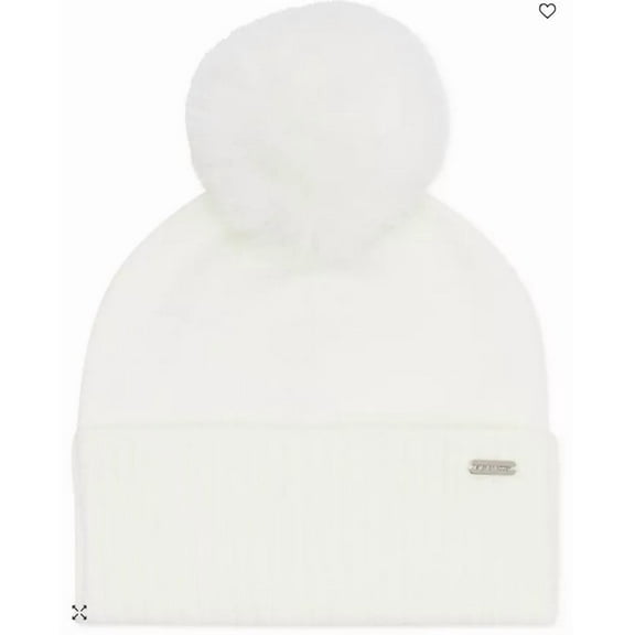 Steve Madden Women's Marled Knit Pom Pom Beanie Ivory