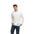 thumbnail image 2 of VICT POPU Men's Casual Hooded Pullover, Long-Sleeved Plaid Jacquard Large-Pocket hoodie, Solid Color Simple Hooded Sweatshirt，White，L, 2 of 5