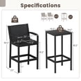thumbnail image 3 of Gymax 3 Piece Patio Bar Set Bistro Table & Chairs w/ Heavy-Duty Metal Frame, 3 of 10