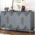 thumbnail image 2 of Grey Four-door Cabinet With Geometric Pattern - Functional And Stylish For Dining Room , Adjustable Shelves, Contemporary Look Modern Fits Living Spaces, 2 of 7