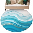 thumbnail image 2 of Abstract Fluid Art Round Living Room Rugs 5 ft, Blue Gradient Mottled Oil Painting Washable Area Rug with Non-Slip Sturdy Edge Binding Round Carpet for Entryway Kitchen Bedroom Bathroom, 2 of 9