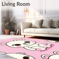 thumbnail image 2 of ODIKA 6x9 Machine Washable Non-Slip Area Rug, Playful Bear Cub Cartoon Bath with Whimsical Design High Traffic Rug, Pink, 729241, 2 of 7