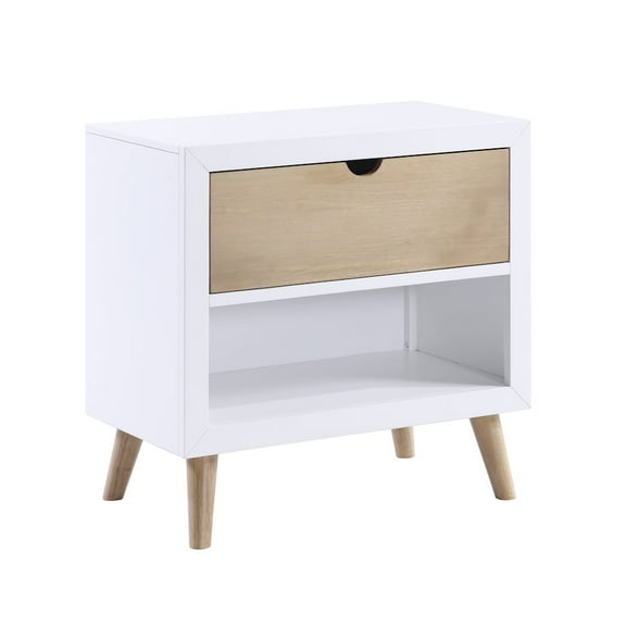 Lexicon Asker Wood Nightstand in 2-Tone Finish (White and Natural)