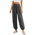thumbnail image 4 of Gytharion Cotton Linen Pants for Women Fashion Casual Solid Color Drawstring Elastic Waist Trousers Loose Fit Beach Pants, 4 of 7