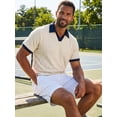 thumbnail image 4 of RICHCOIN Polo Shirts for Men V Neck Short Sleeve Golf Shirts Casual Textured Knit Old Money Tops, 4 of 7