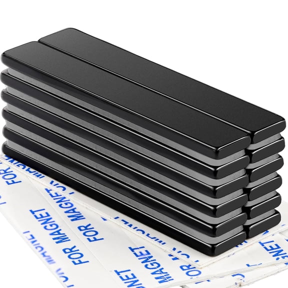 Strong Powerful Permanent Adhesive Rare Earth Magnet with Double-Sided Black 60 x 10 x 3mm -12p