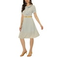 thumbnail image 2 of MODA NOVA Elegant Dress for Juniors Ruffled Peter Pan Collar Midi Dresses, 2 of 5