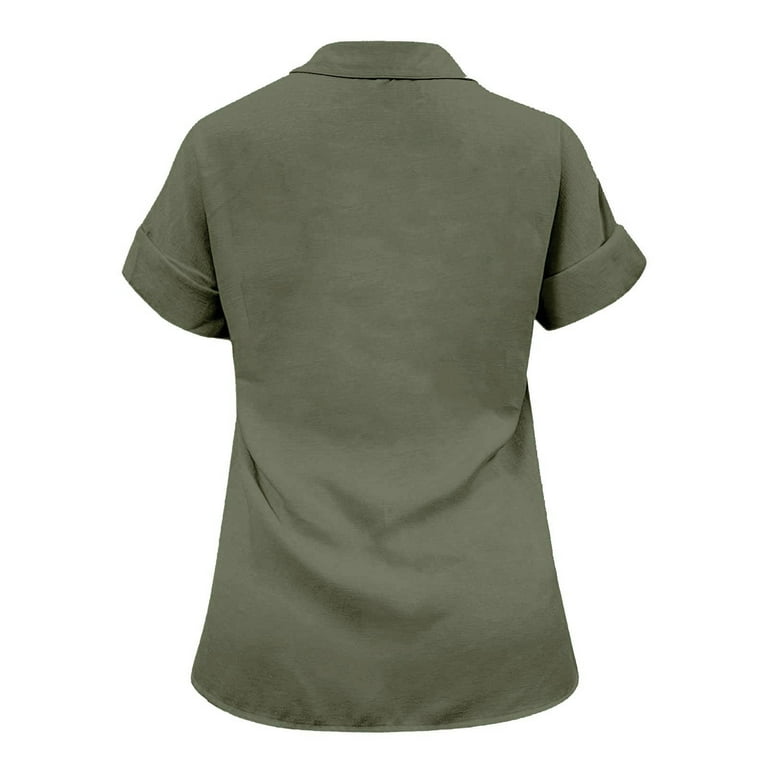 WTXUE Blouses & Tops Short Sleeve, Notch Neck Linen Shirts WTXUE Blouses & Tops Short Sleeve, Notch Neck Linen Shirts