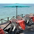 thumbnail image 2 of Outdoor 9' Solid Round Crank Premium Patio Umbrella with Push Button Tilt/Crank, Light Blue, 2 of 6