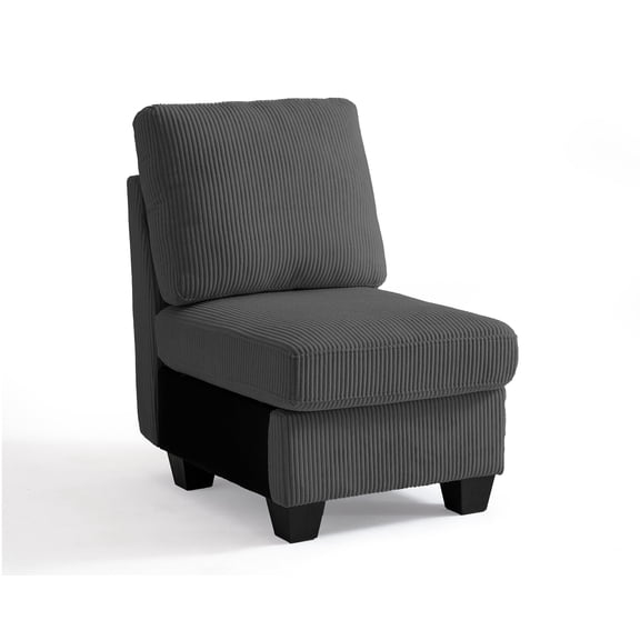 CHIC HOUSE Armrest Module for Modular Sectional Sofa Couch, Combination Side Arm with Corduroy Fabric Connector for Middle Seat/Chaise/Ottoman,Gray