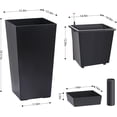 thumbnail image 5 of 30" Tall Planters Set of 2, Outdoor＆Indoor Black Planter Pots, High Front Porch Planter Pots with Drainage Holes＆Water Level Monitor Movable Wheels ＆Inner Bucket, Automatic Watering, Black, 5 of 6
