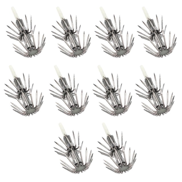 10 piezas de señuelos de pesca de camarones y gambas, anzuelos de calamar, anzuelos de agua agua salada 025 Cola Luminous Squid Lure Hook