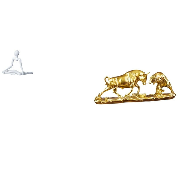 Figura de escritorio,Escultura abstracta de pensador para decoración de oficina y hogar.,Estatua de escritorio,Figura decorativa de pelea de toros y osos,Colecciones de esculturas de