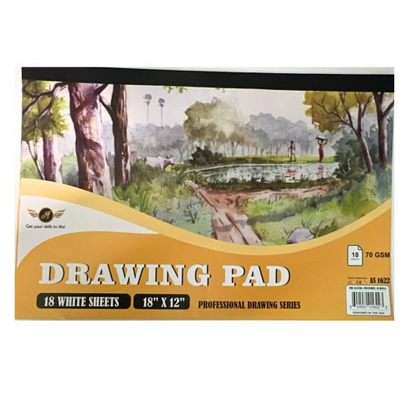 Drawing Pad 18 x 12 Inches | 18 White Sheets, Professional Drawing Series: 1CT