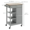 thumbnail image 3 of HOMCOM Chariot de Cuisine Roulant avec Armoire de Rangement, Tiroir, Dessus en Bois, 3 of 10