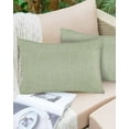 thumbnail image 2 of Outdoor Waterproof Throw Pillow Covers Set of 2 Green Linen Texture Decorative Pillowcases Lumbar Outdoor Pillows Cushion Case 20x12 Inch Farmhouse Solid Color Patio Pillows for Couch Sofa Bed, 2 of 9