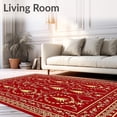 thumbnail image 2 of ODIKA 6'x9' Machine Washable Non-Slip Area Rug, Folk Art Holiday Tree with Starburst and Berry Accents High Traffic Rug, Red, 615393, 2 of 7