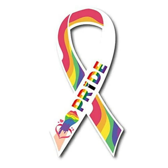 Magnet Me Up LGBTQ ay Pride Ribbon in Support of LGBTQ Rights Magnet Decal, 3.5x7 Inches,  Heavy Duty Waterproof for Car, Truck, SUV or Any Other Magnetic Surfaces