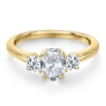 thumbnail image 3 of Gem Stone King 10K Yellow Gold White Topaz Engagement Ring for Women | 1.43 Cttw | Oval 7X5MM | Gemstone November Birthstone | Size 9, 3 of 6