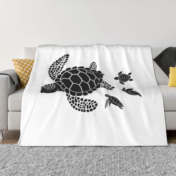 Fotbe Family Of Sea Turtles Manta de Franela con Estampado, Manta Ultrasuave para Cama, Sofá, Auto, Hipoalergénica y Antibolitas-40"x30"
