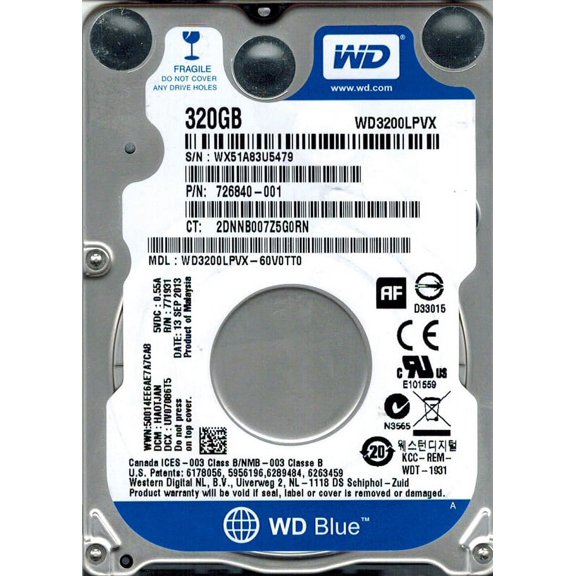 Western Digital WD3200LPVX-60V0TT0 320GB DCM: HA0TJAN