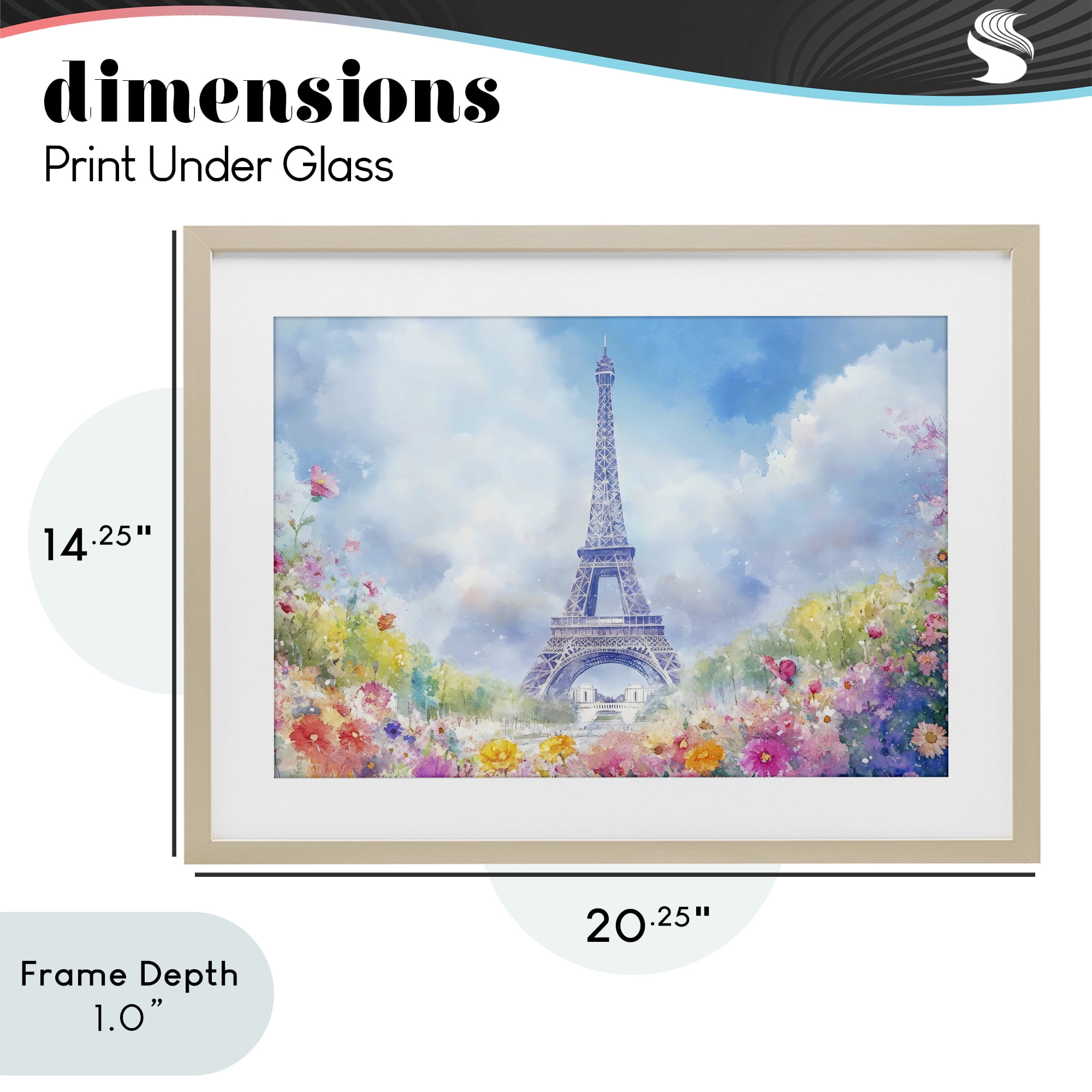 Stupell Industries Rainbow Spring at Eiffel Tower Birch Framed Print Under Glass, design by Creative Studio
