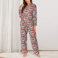 thumbnail image 2 of Pajama Sets for Women 2 Pcs, Pan Fried Steak Print Button Down Long Sleeve Sleepwear Lounge PJ Sets, 2 of 6