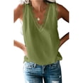 thumbnail image 7 of Fjuchai Women's Summer V Neck Vest Tops Short Shirt Solid Color Blouse Chiffon Blouse Shirts S-XXL, 7 of 7