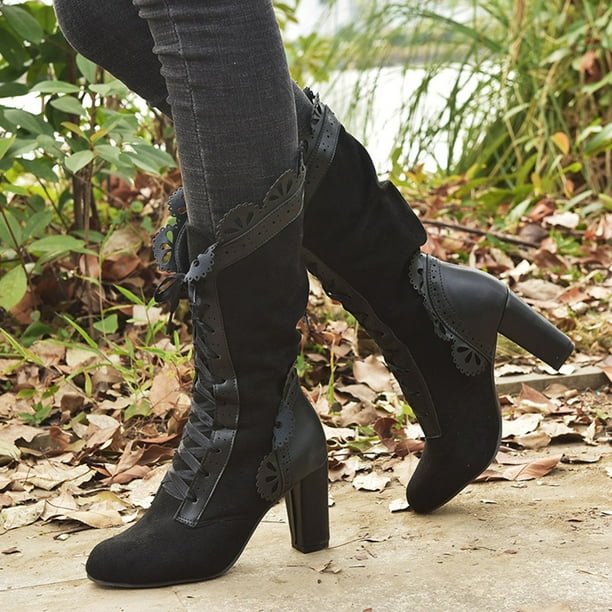 Lace up mid calf clearance boots