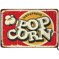 Hot and Fresh Popcorn Tin Signs,Retro Popcorn Sign Food and Snacks Vintage Metal Tin Sign For Men Women,Wall Decor for Bars,Restaurants,Cafes Pubs,12x8 Inch