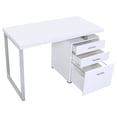 thumbnail image 4 of White Rectangular 3-drawer Desk - Swap Rods for Function - In Work & Study - Customizable Workspace, 4 of 6