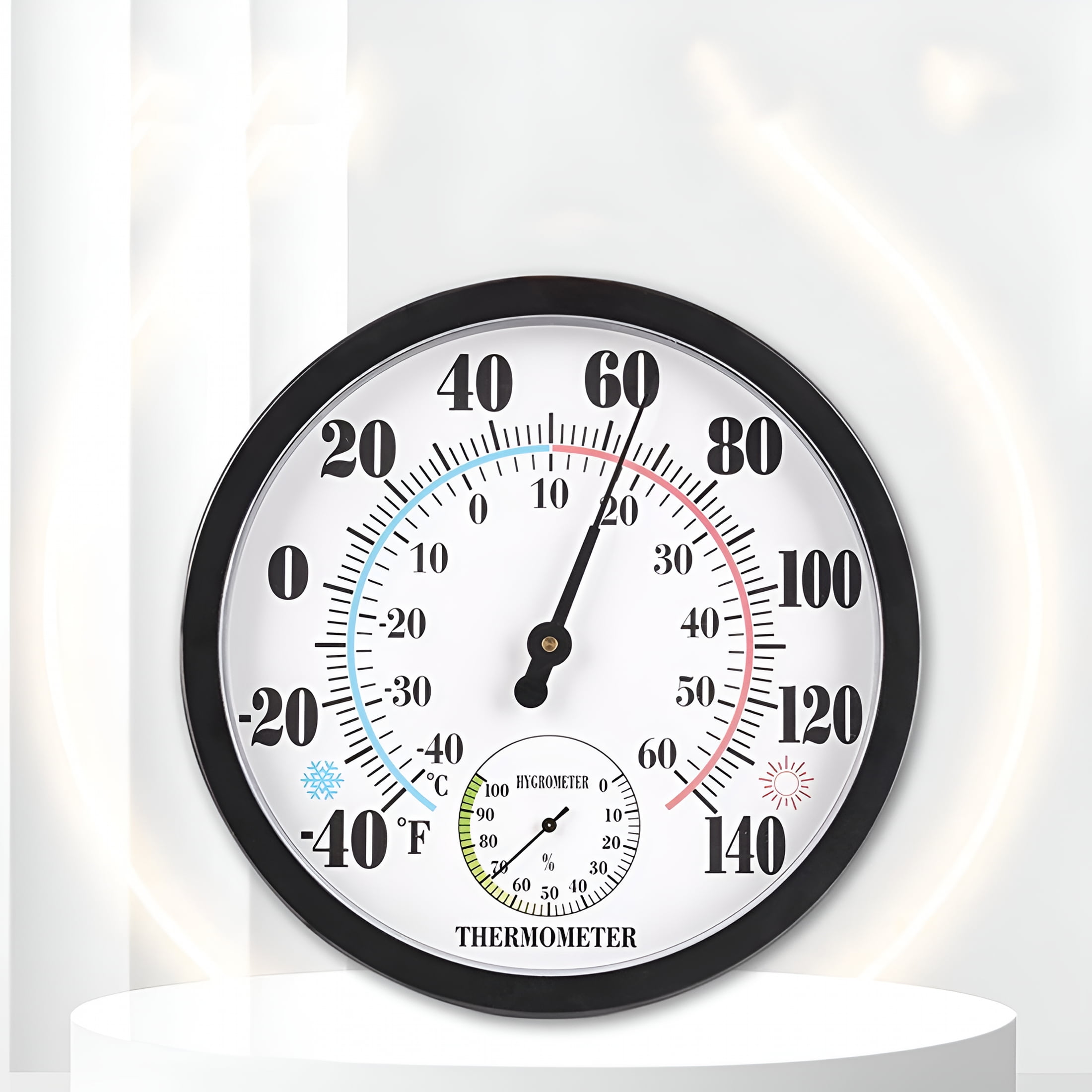 GJX 2026 New Indoor Outdoor Thermometer 10 Inch Outdoor Wall Hanging with Large White for Gardens, Patios, Porches, Backyards, Home Decor, Outdoor Spaces.