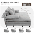 thumbnail image 2 of Adjustable 4-Position Chaise Sofa Bed with Fluffy Cushions - Oversized Gray Corduroy Sleeper for Guest Comfort & Living Room Use, 2 of 7