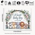 thumbnail image 2 of Safari Baby Shower Backdrop A Sweet Baby Boy is On His Way Photography Background Jungle Animals Blue Pink Arch Baby Shower Party Decorations Banner Supplies Photo Booth Props, 2 of 7