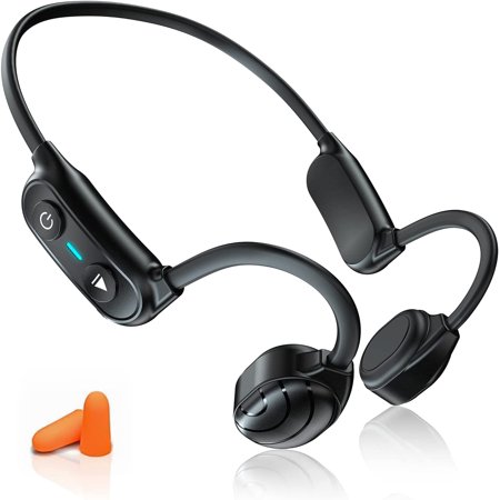 JUND Conduction Headphones Bluetooth, Stereo Wireless Earphones Built-in Noise-canceling Mic, Open-Ear Waterproof Sport Headsets for Running Cycling Yoga Hiking , Black