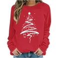 thumbnail image 4 of Nmnitkp Sweatshirt For Women Round Neck Christmas Printed Sweatshirt Long Sleeved Top Sweatshirt Red,L, 4 of 5