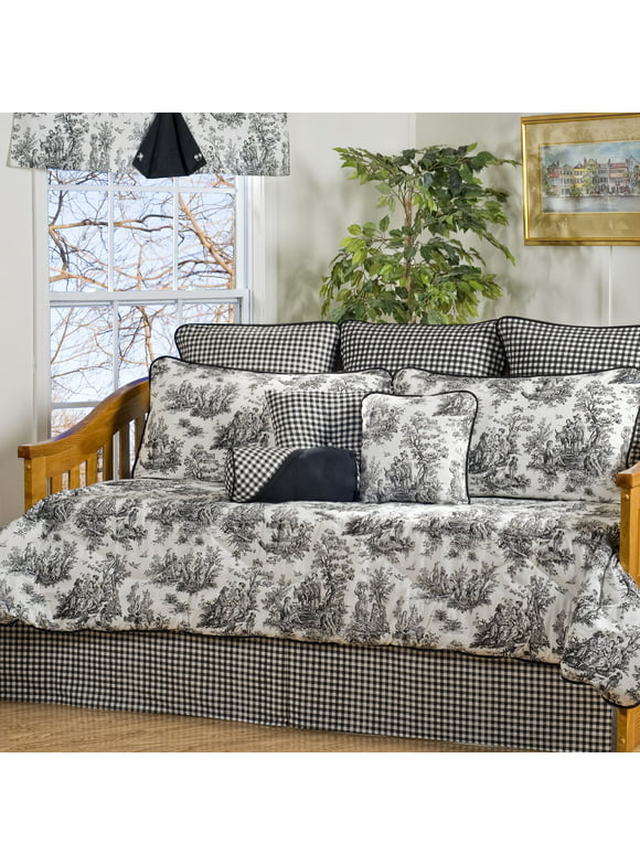 VICTOR MILL Plymouth Black and White Toile 10-Piece Cotton Daybed Set