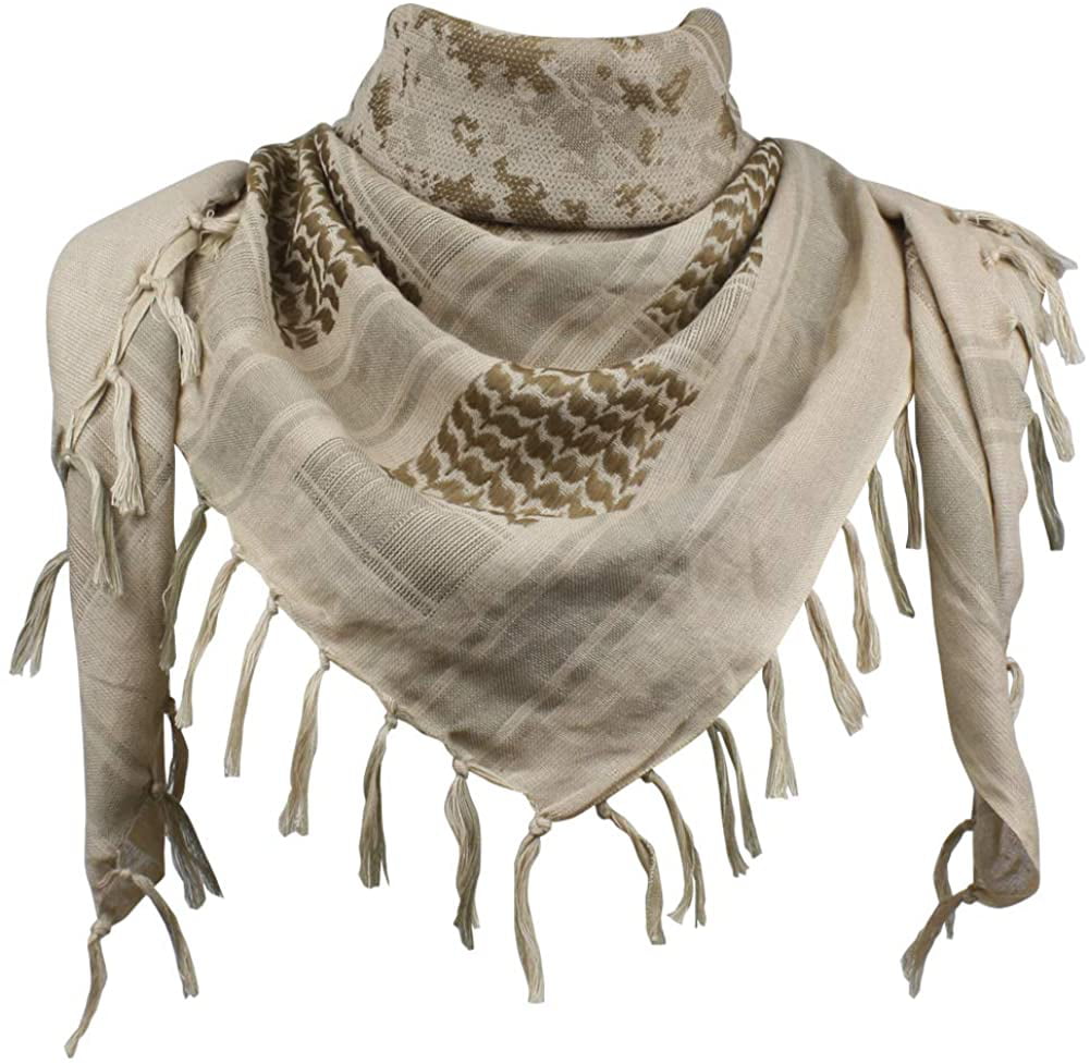 Explore Land 100% Cotton Military Shemagh Tactical Desert Keffiyeh Scarf Wrap
