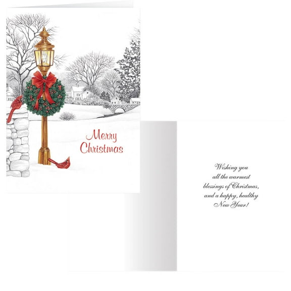 Lamppost Chrisas Card Set of 20