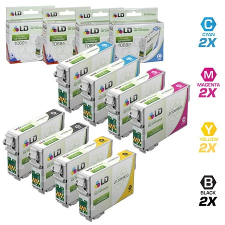 LD Products Remanufactured Replacement for T069 Set of 8 Cartridges Create handouts that standout with the LD Products Remanufactured Replacement for T069 Set of 8 Cartridges Includes: 2 T069120 Black  2 T069220 Cyan  2 T069320 Magenta and 2 T069420 Yellow for Use in Stylus and Workforces. The LD Products Remanufactured Replacement for T069 Set of 8 Cartridges Includes: 2 T069120 Black  2 T069220 Cyan  2 T069320 Magenta and 2 T069420 Yellow for Use in Stylus and Workforces helps keep any office space bustling and working efficiently whether it’s working to print out important presentation notes or attention-grabbing flyers. If you’re getting a printer set up or just replacing a cartridge in an existing printer  be sure to double-check the manual and verify that this cartridge will be the right fit for your equipment. Take a look at other like-items to keep your office stocked with the parts and equipment you need to succeed.
