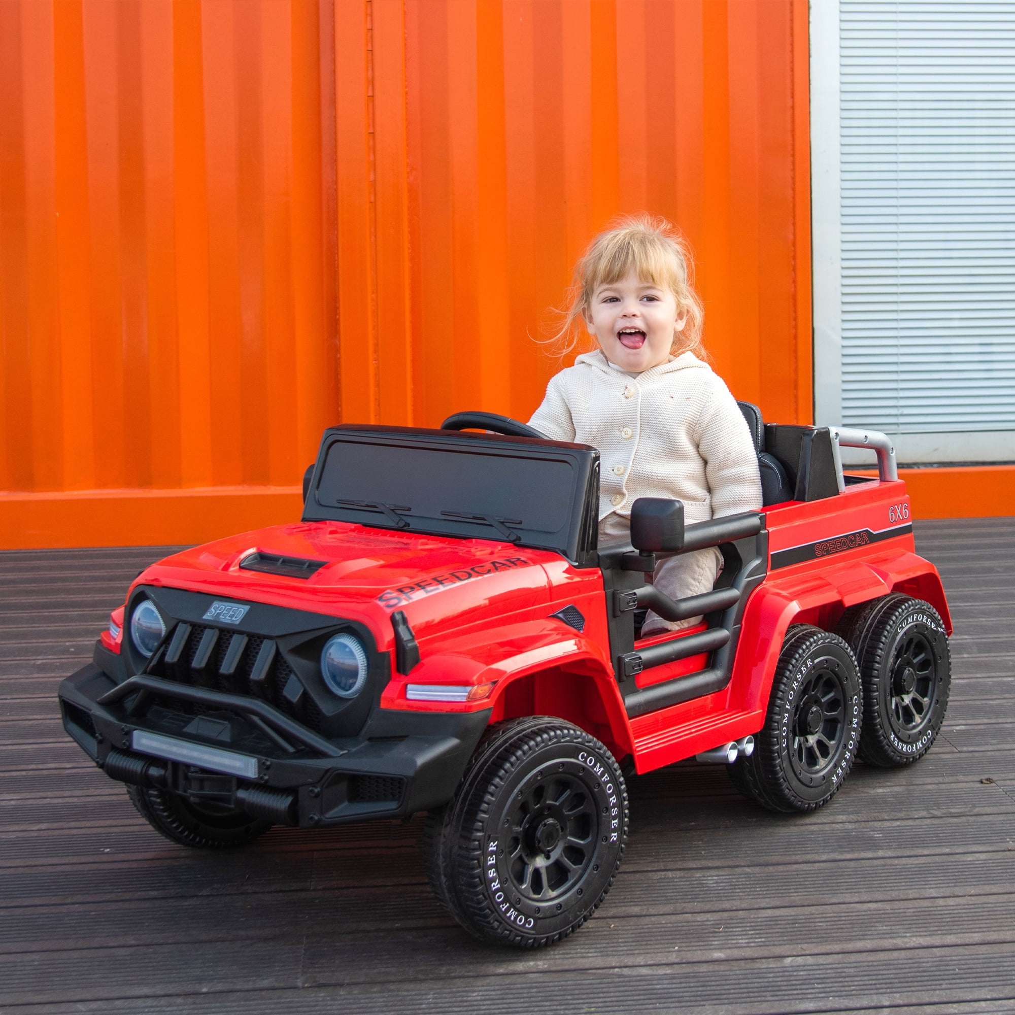 CIPACHO 24V Ride On Car for Kids, 4WD Battery Powered Electric Car with Remote Control, Music, Lights, Five-Point Safety Belt, Red CIPACHO 24V Ride On Car for Kids, 4WD Battery Powered Electric Car with Remote Control, Music, Lights, Five-Point Safety Belt, Red