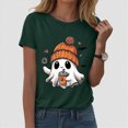 thumbnail image 2 of TOWED22 Teacher Halloween Shirt for Womens Read More Books Tshirt Spooky Ghost Shirts Graphic Tee Funny Cute Short Sleeve Tops(Dark Green,S), 2 of 6